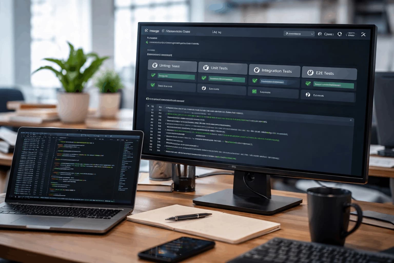 CI pipeline stages with checks and deployment approvals